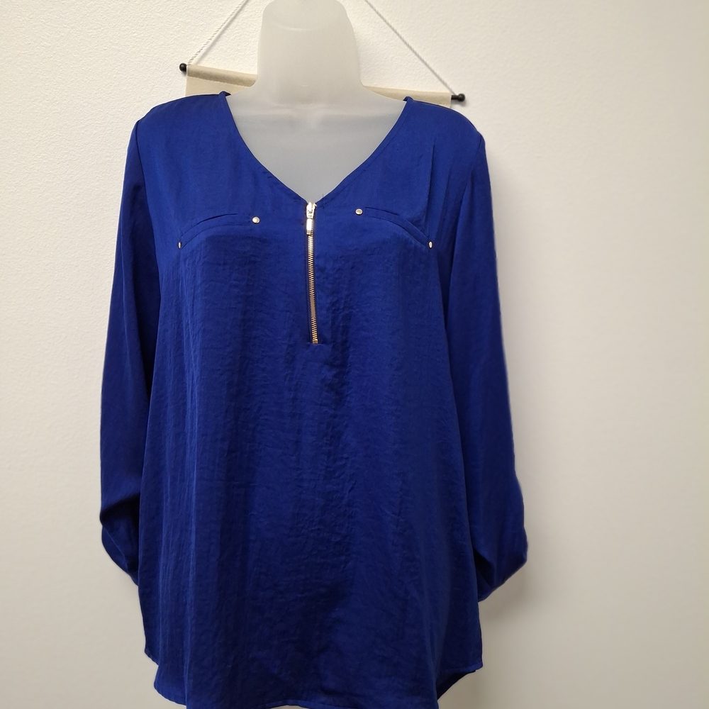 Apt. 9 Royal Blue Blouse with Gold Zipper